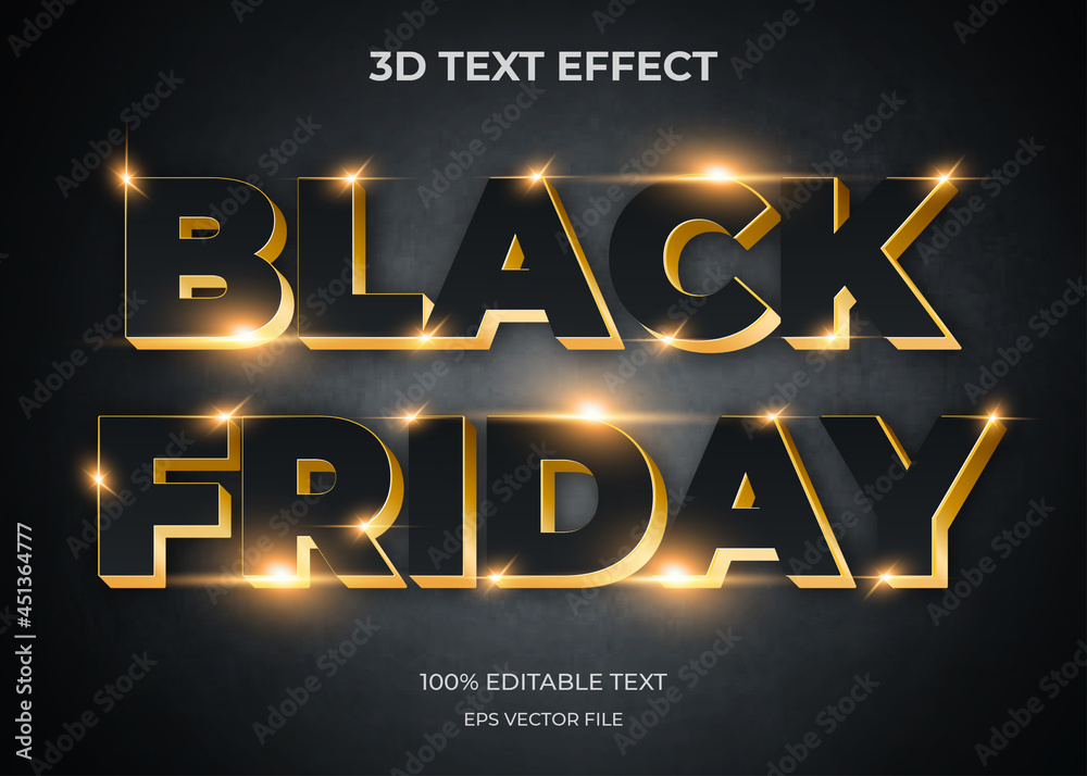 Black Friday 3d editable text effect Premium Vector