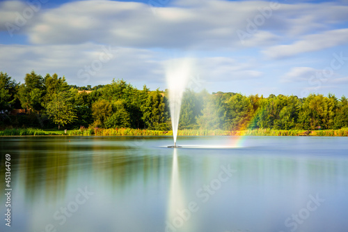 fountains and rainbow in the park