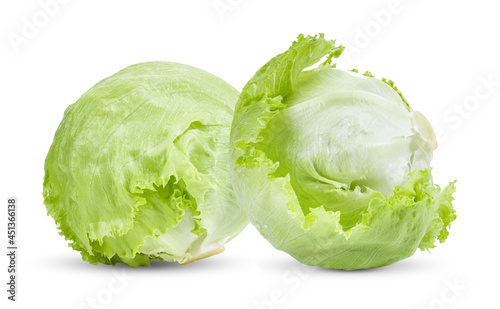 Fotografía Green Iceberg lettuce on White