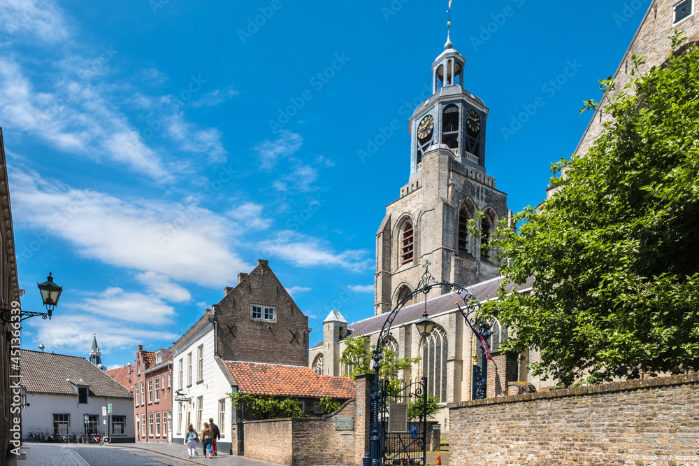 The Peperbus is the church tower of the Sint-Gertrudiskerk in Bergen op Zoom, Noord-Brabant province, The Netherlands