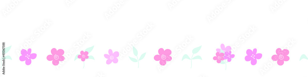 Floral seamless border in vector. Floral horizontal decorative border. Floral frame or decorative tape.