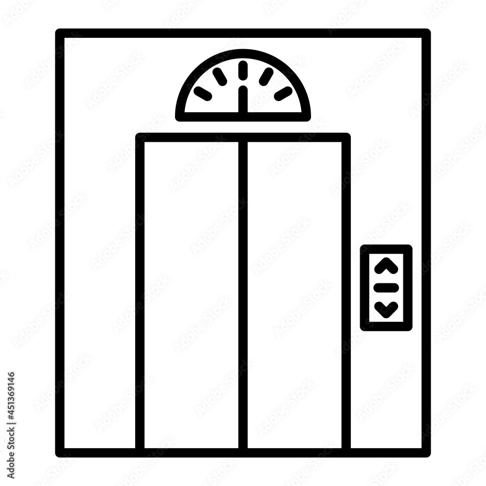 Elevator Vector Outline Icon Isolated On White Background Elevator Vector Outline Icon Isolated On White Background