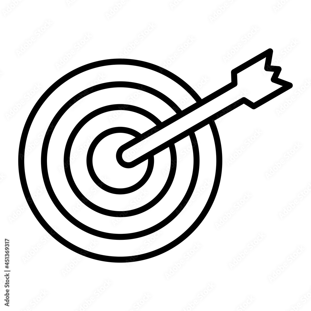 Target Vector Outline Icon Isolated On White Background Target Vector Outline Icon Isolated On White Background