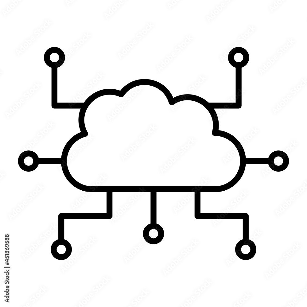 Cloud Data Vector Outline Icon Isolated On White Background Cloud Data Vector Outline Icon Isolated On White Background