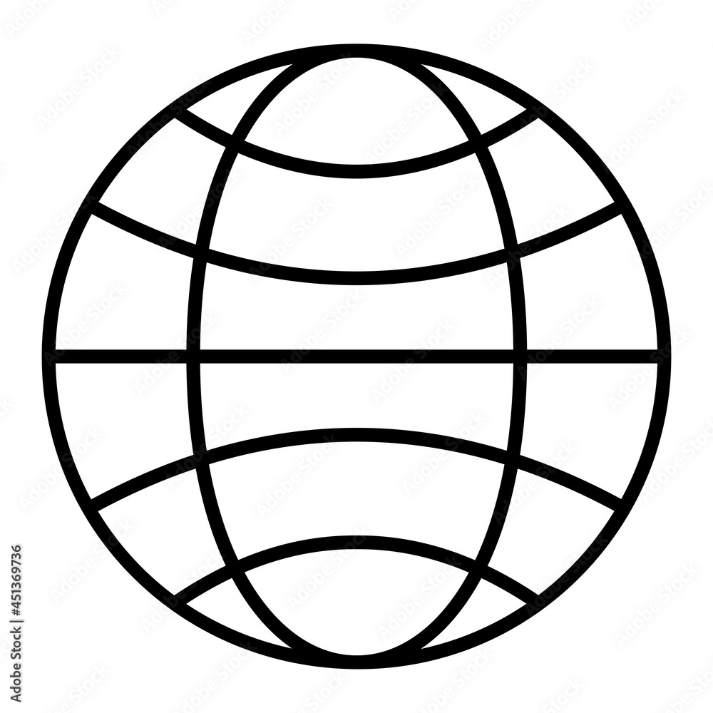 Globe Vector Outline Icon Isolated On White Background