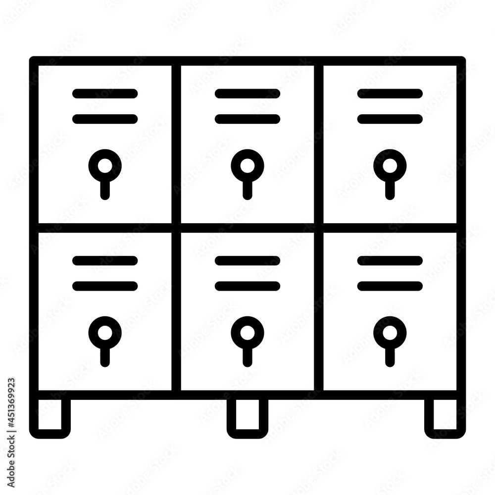 Lockers Vector Outline Icon Isolated On White Background Lockers Vector Outline Icon Isolated On White Background