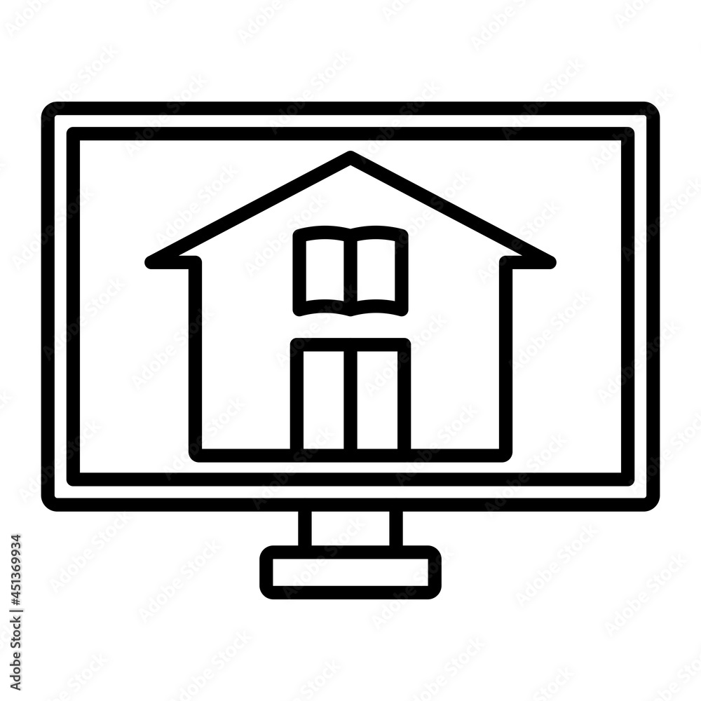 Online Library Vector Outline Icon Isolated On White Background Online Library Vector Outline Icon Isolated On White Background