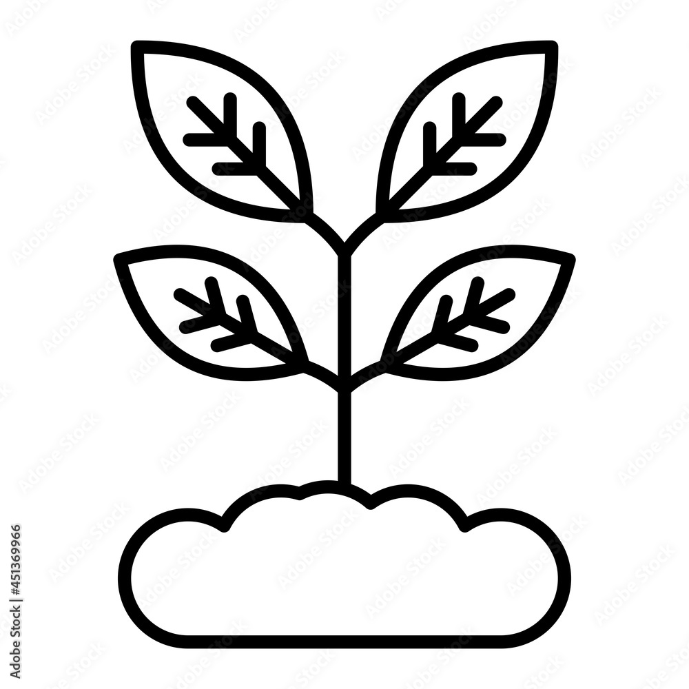 Plant with leave Vector Outline Icon Isolated On White Background Plant with leave Vector Outline Icon Isolated On White Background