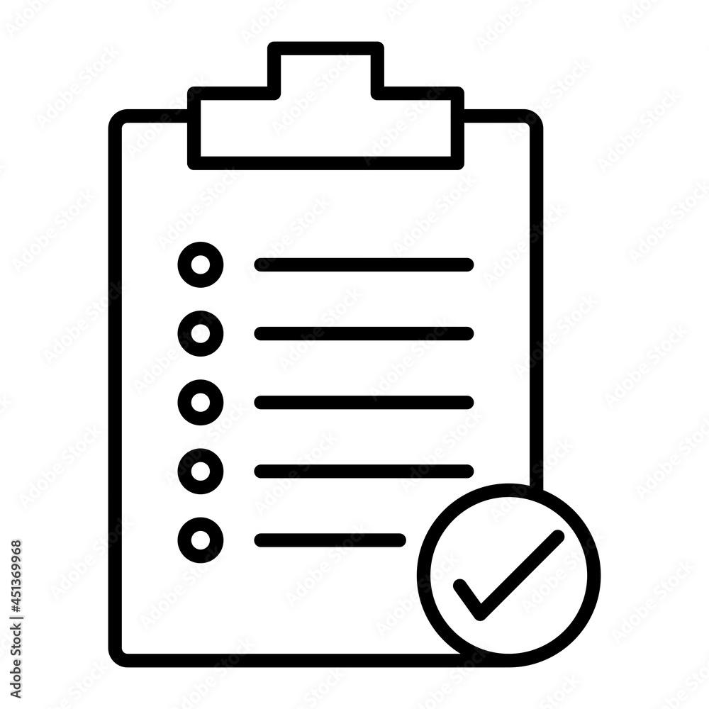 Verified list Vector Outline Icon Isolated On White Background Verified list Vector Outline Icon Isolated On White Background
