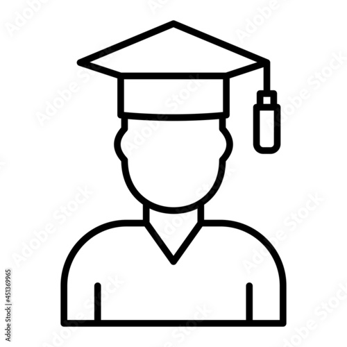 Graduation Vector Outline Icon Isolated On White Background