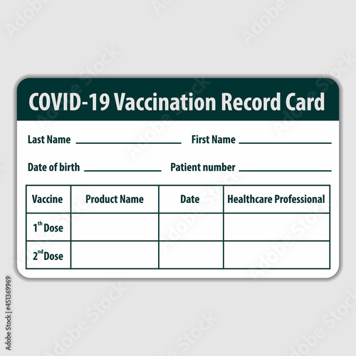 Covid-19 Vaccination card template. Vector illustration