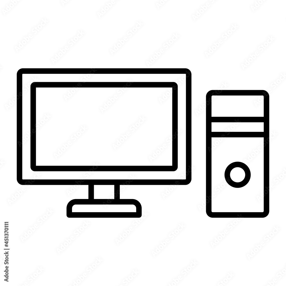 Computer Vector Outline Icon Isolated On White Background Computer Vector Outline Icon Isolated On White Background
