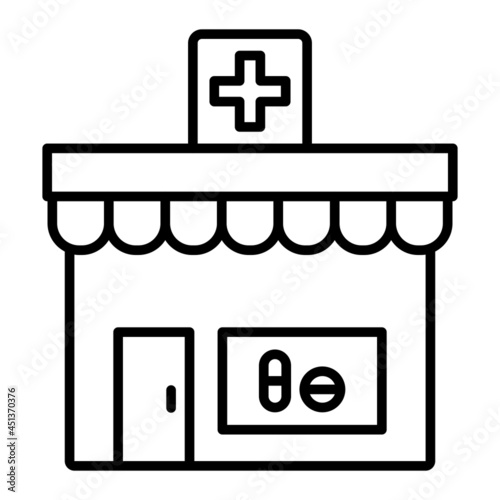 Pharmacy Vector Outline Icon Isolated On White Background