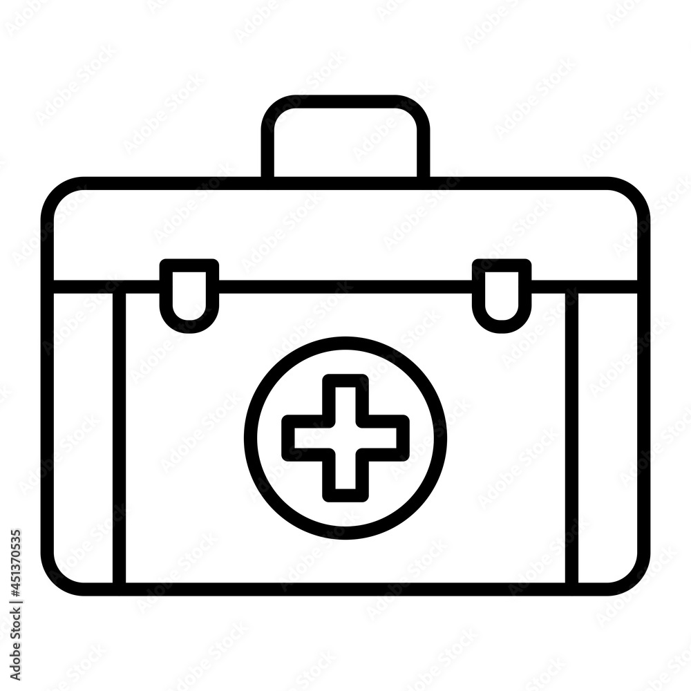 First aid kit Vector Outline Icon Isolated On White Background First aid kit Vector Outline Icon Isolated On White Background