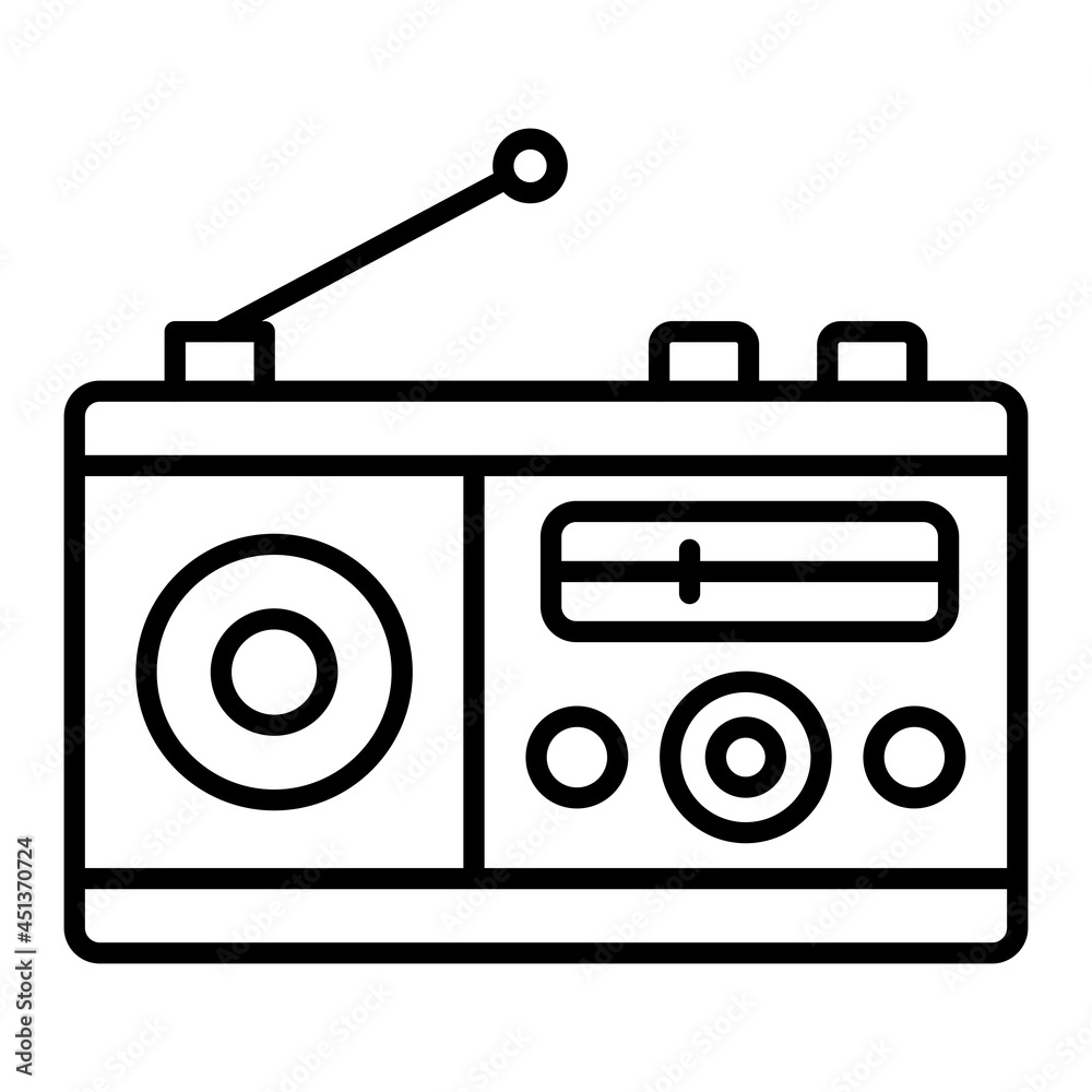 Radio Vector Outline Icon Isolated On White Background Radio Vector Outline Icon Isolated On White Background