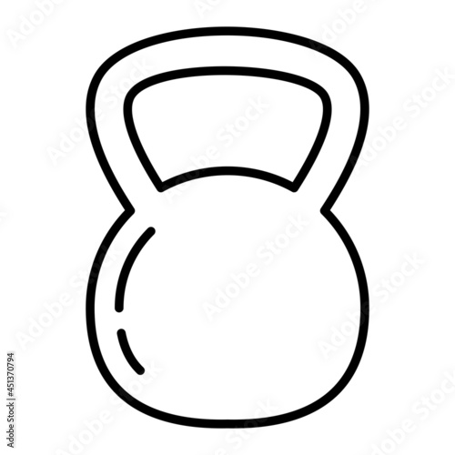Kettlebell Vector Outline Icon Isolated On White Background