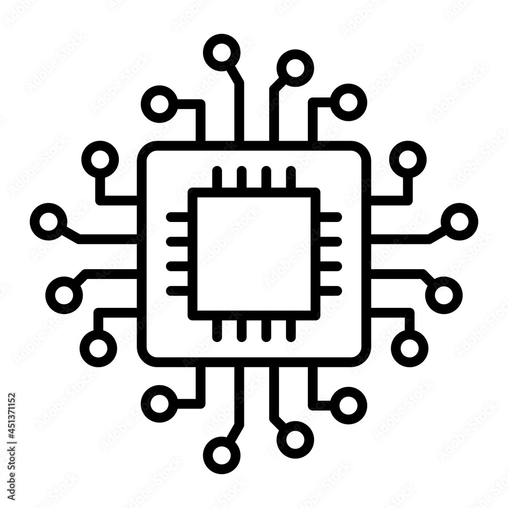 Processor Vector Outline Icon Isolated On White Background Processor Vector Outline Icon Isolated On White Background