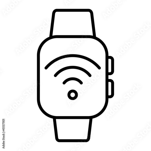 Smart Watch Vector Outline Icon Isolated On White Background