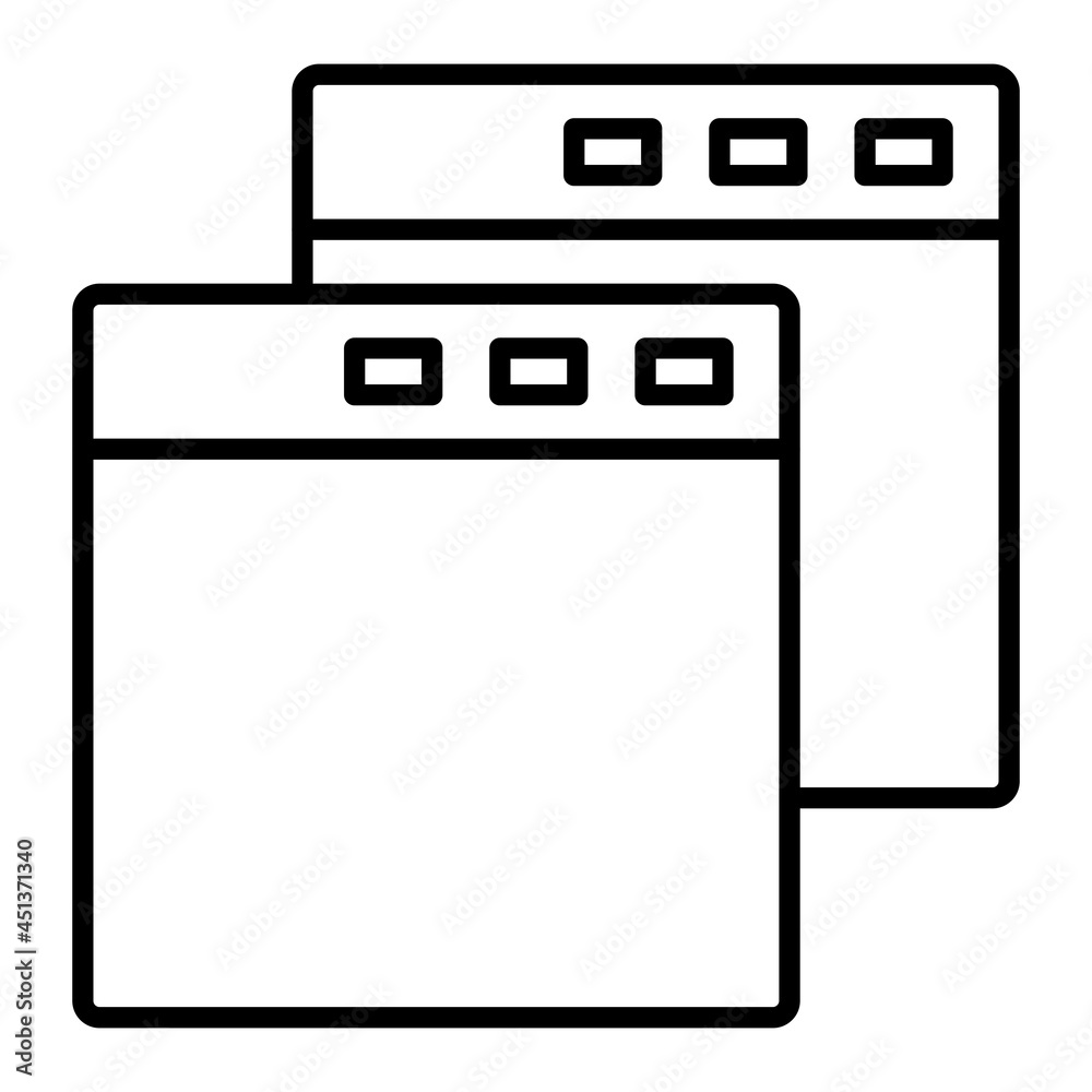 Tabs Vector Outline Icon Isolated On White Background Tabs Vector Outline Icon Isolated On White Background