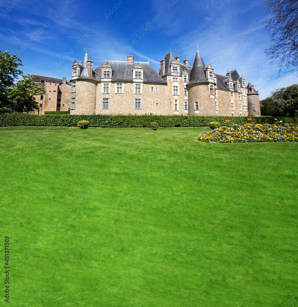 Fototapeta premium A View of the Chateau at Chateaubriant, Brittany, Northern France