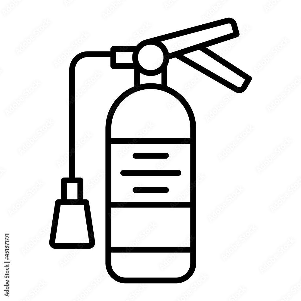 Fire extinguisher Vector Outline Icon Isolated On White Background