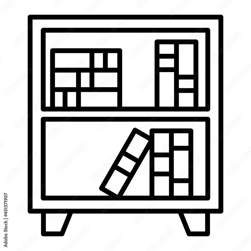 Bookshelf Vector Outline Icon Isolated On White Background Bookshelf Vector Outline Icon Isolated On White Background