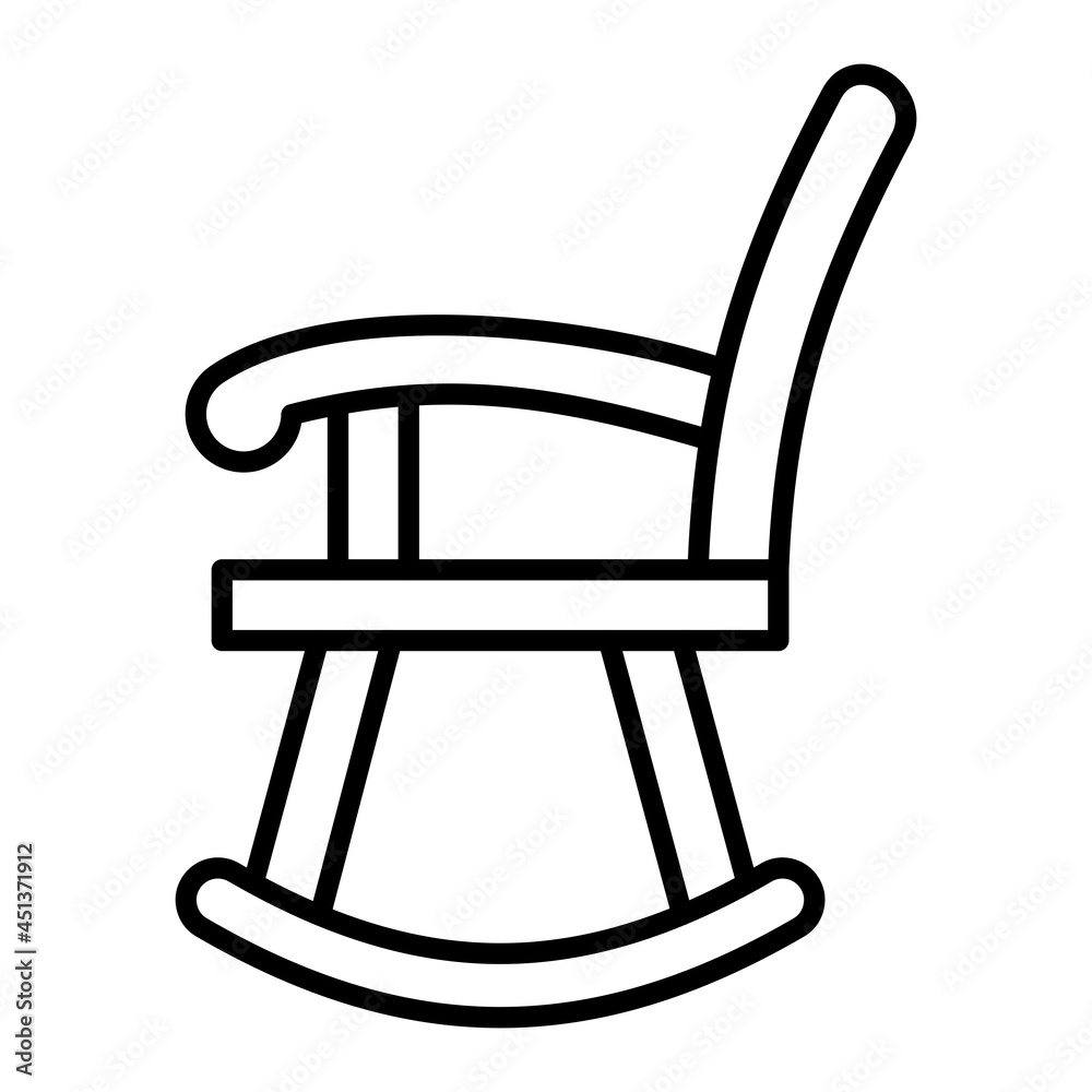 Rocking Chair Vector Outline Icon Isolated On White Background Rocking Chair Vector Outline Icon Isolated On White Background