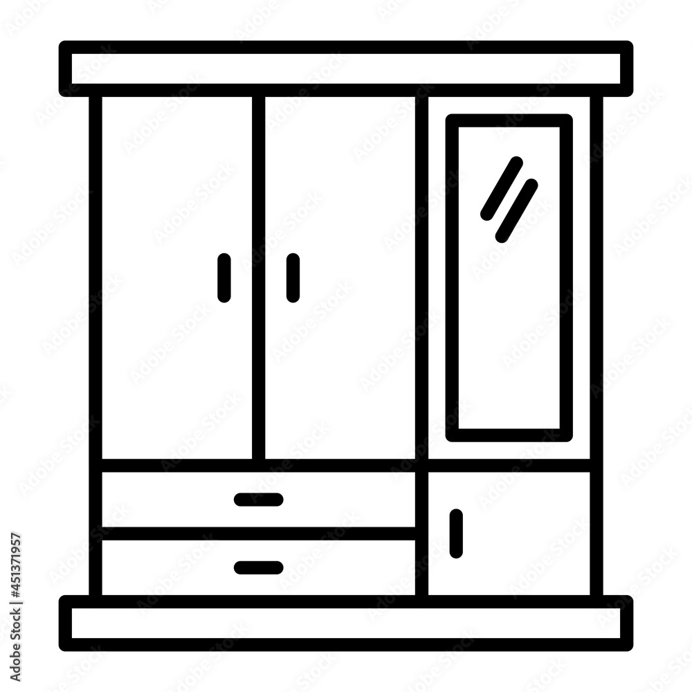 Wardrobe Vector Outline Icon Isolated On White Background Wardrobe Vector Outline Icon Isolated On White Background