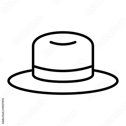 Fedora Hat Vector Outline Icon Isolated On White Background