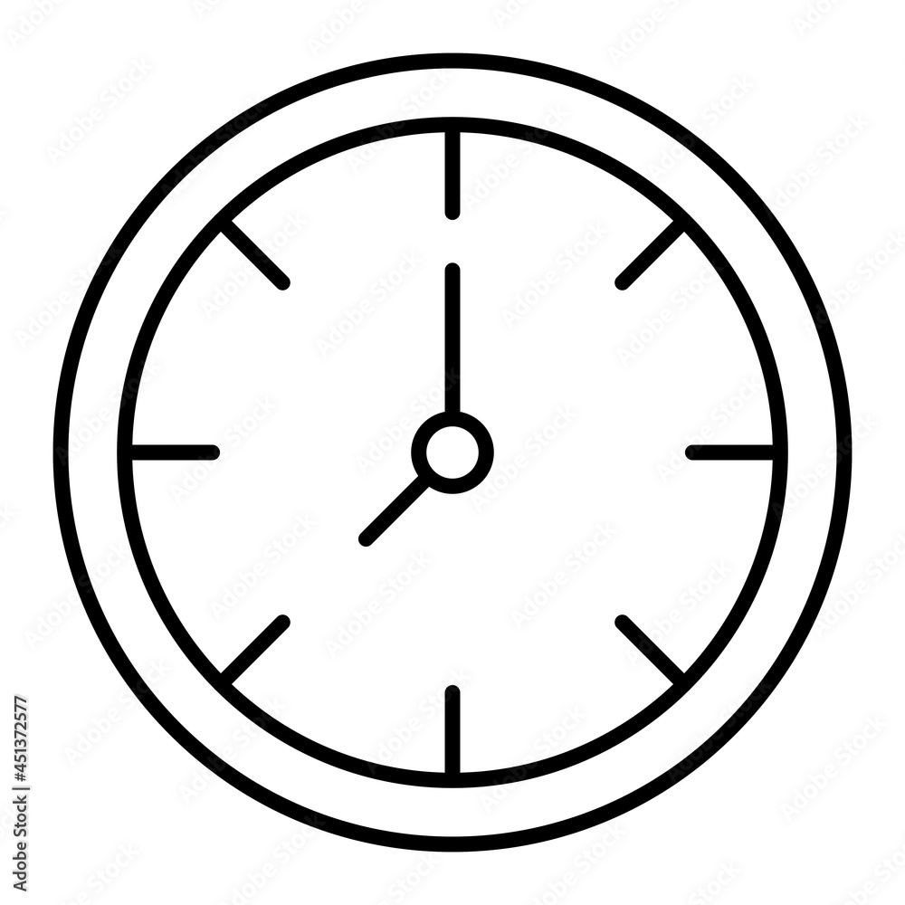 Wall Clock Vector Outline Icon Isolated On White Background Wall Clock Vector Outline Icon Isolated On White Background