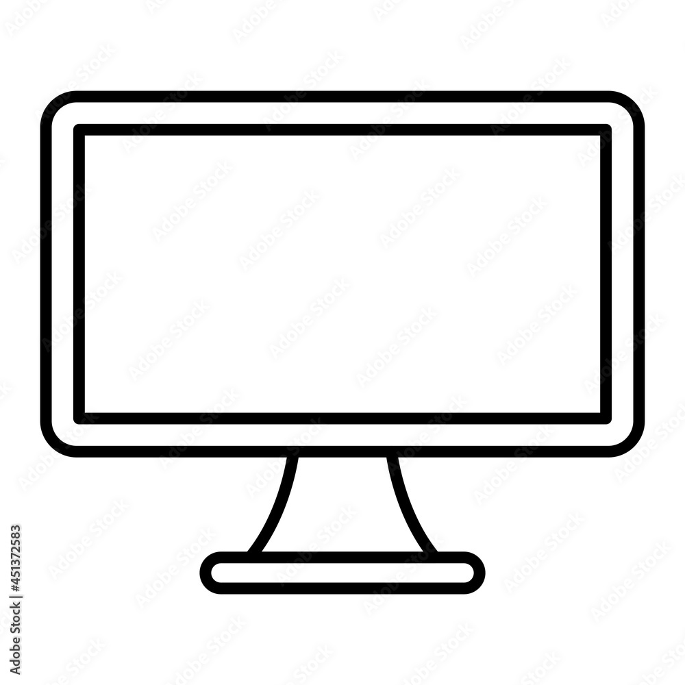 Monitor Screen Vector Outline Icon Isolated On White Background Monitor Screen Vector Outline Icon Isolated On White Background
