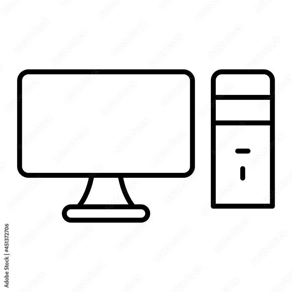 Pc Vector Outline Icon Isolated On White Background Pc Vector Outline Icon Isolated On White Background