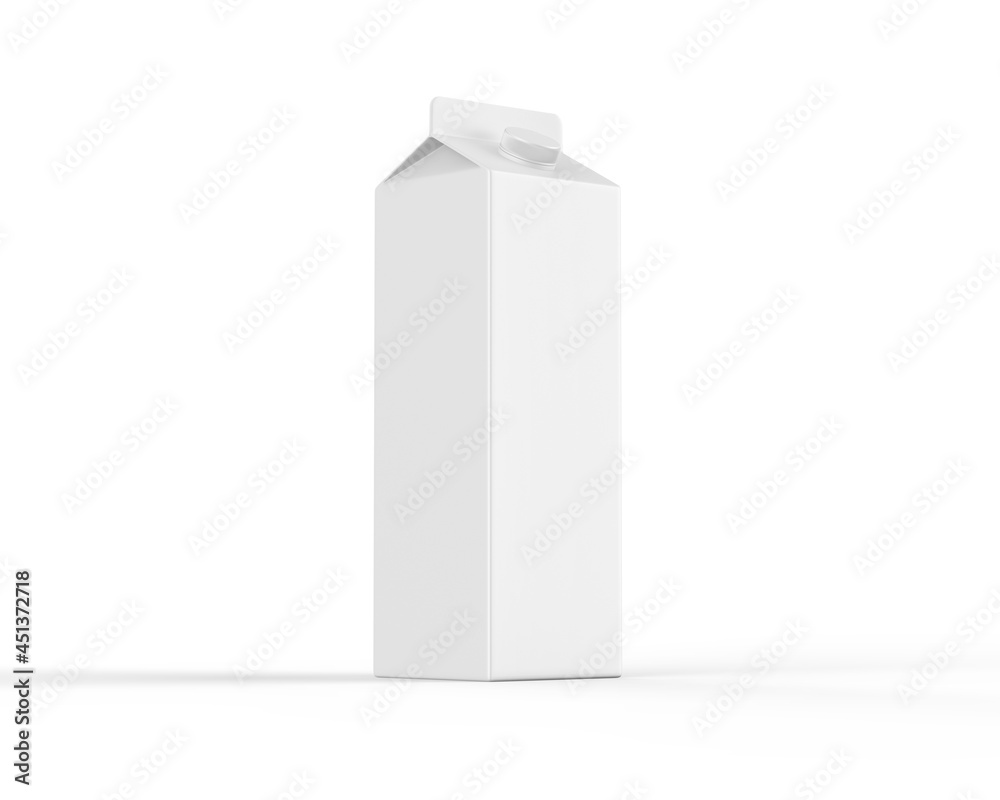 Milk, juice and coconut water carton packaging box, mock up template on isolated white background. 3d illustration Milk, juice and coconut water carton packaging box, mock up template on isolated white background. 3d illustration