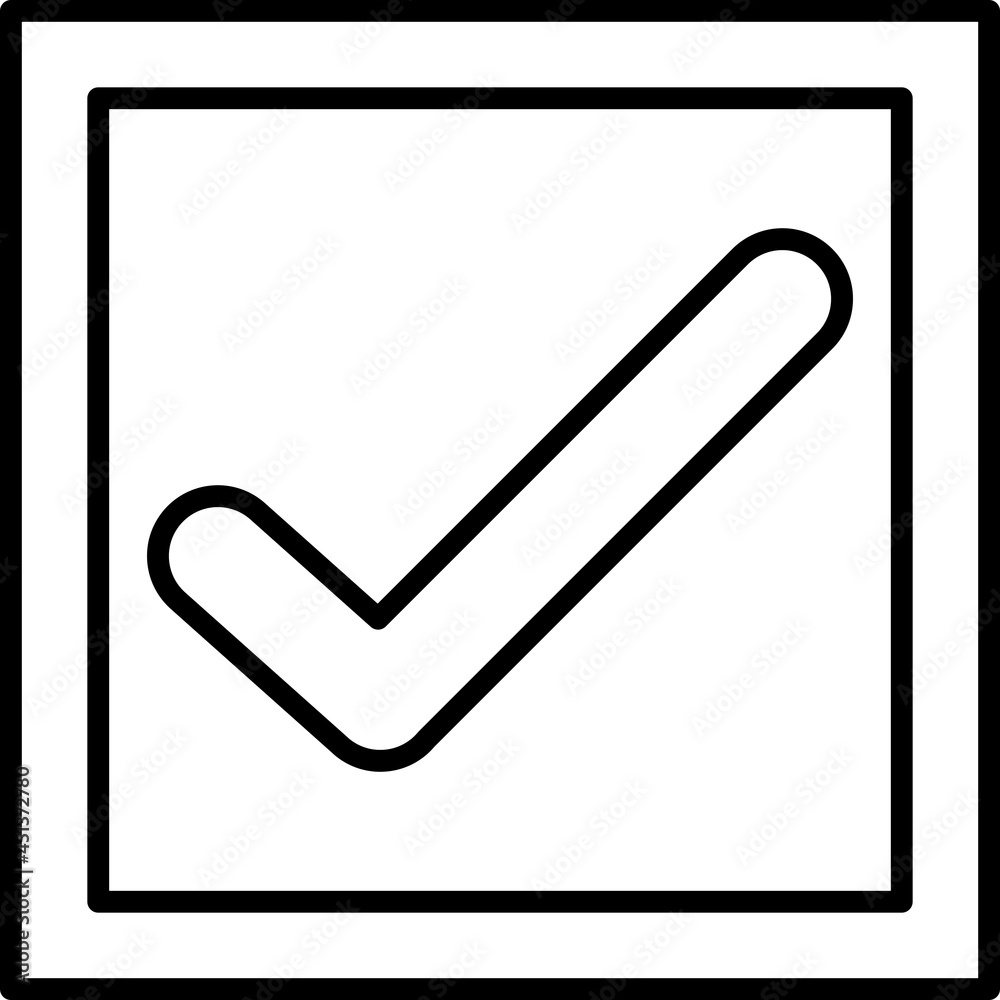 Check Box Vector Outline Icon Isolated On White Background