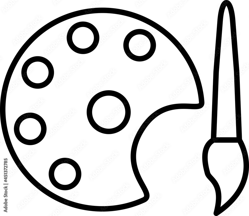 Paint Palette Vector Outline Icon Isolated On White Background Paint Palette Vector Outline Icon Isolated On White Background