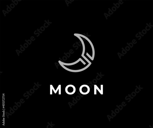 Simple Modern Minimalist Moon logo design icon vector