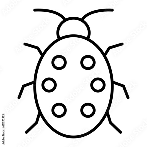 Bug Vector Outline Icon Isolated On White Background