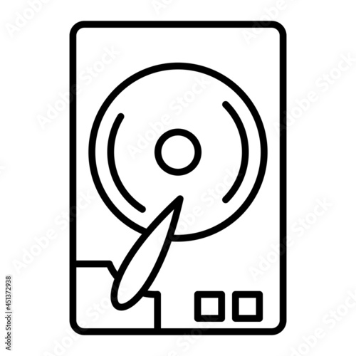 Hard Disk Vector Outline Icon Isolated On White Background