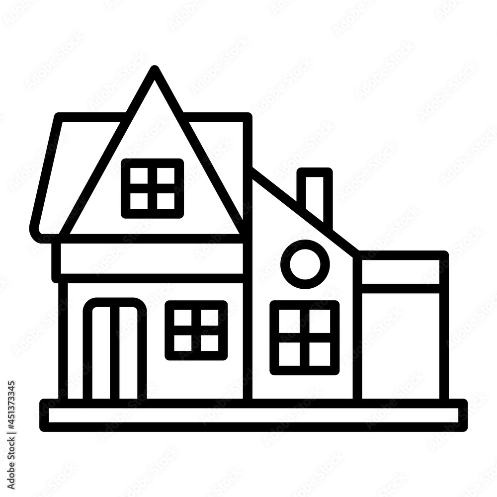 Modern House Vector Outline Icon Isolated On White Background Modern House Vector Outline Icon Isolated On White Background