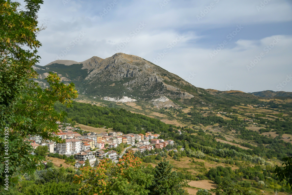 Panoramic view of Latronico, a medieval town in the Basilicata region, Italy.	