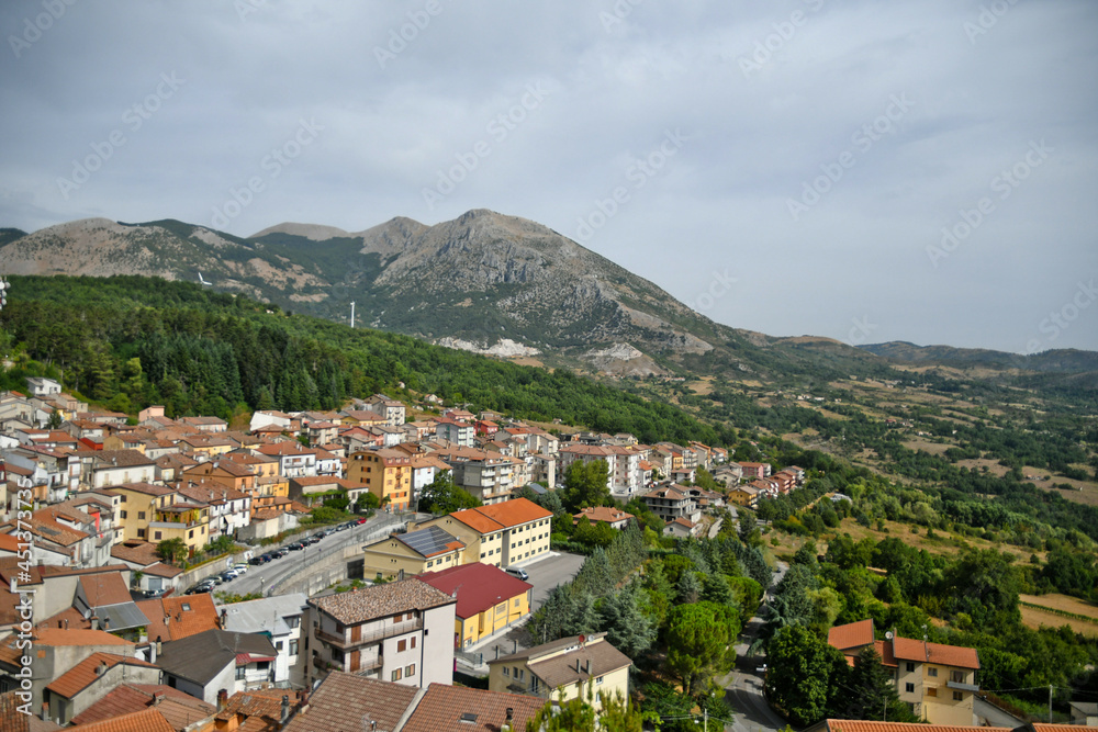 Panoramic view of Latronico, a medieval town in the Basilicata region, Italy.	