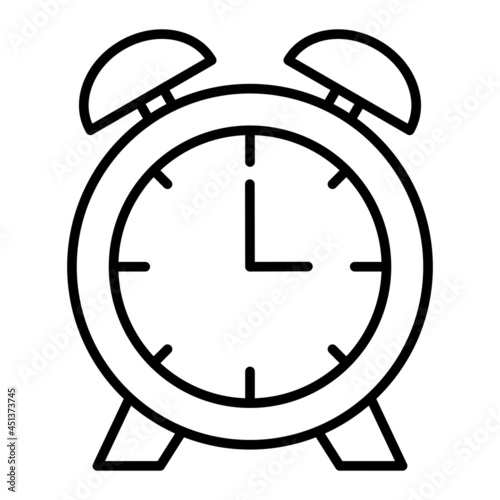 Alarm Clock Vector Outline Icon Isolated On White Background