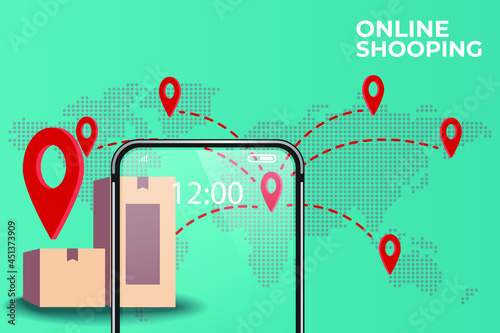 Online delivery on mobile. service concept, online order tracking, Vector illustration