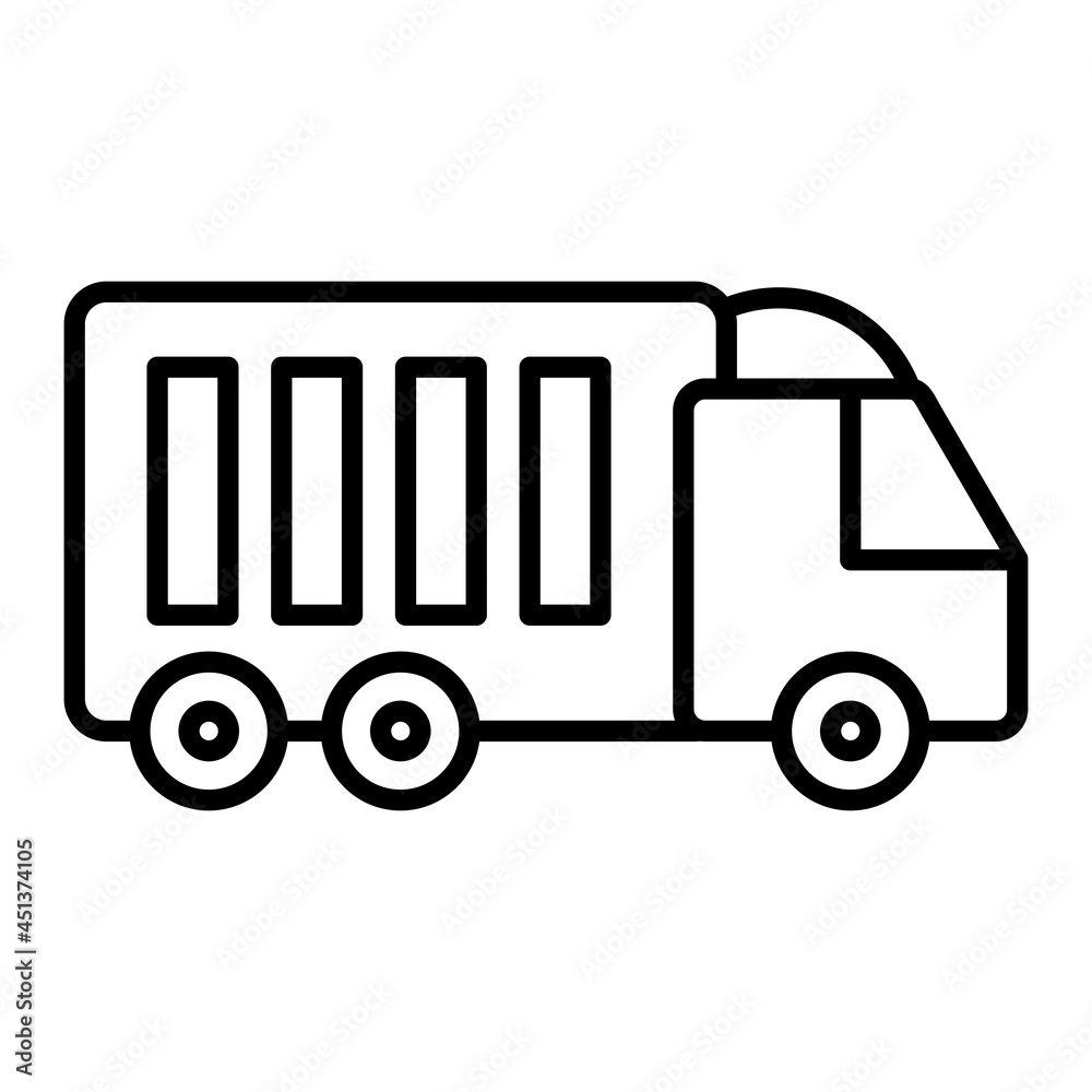 Delivery Truck Vector Outline Icon Isolated On White Background