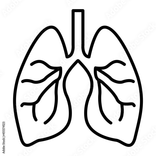 Lungs Vector Outline Icon Isolated On White Background