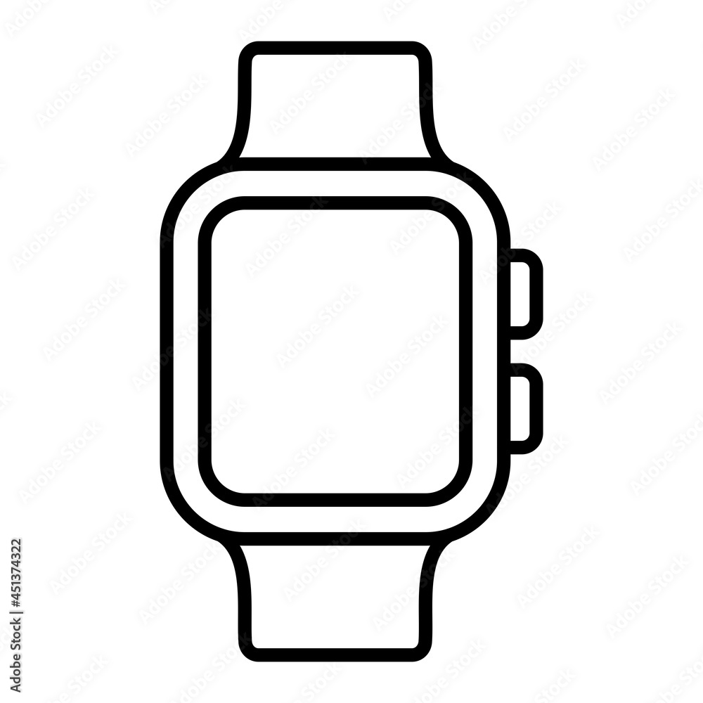 Smart Watch Vector Outline Icon Isolated On White Background Smart Watch Vector Outline Icon Isolated On White Background