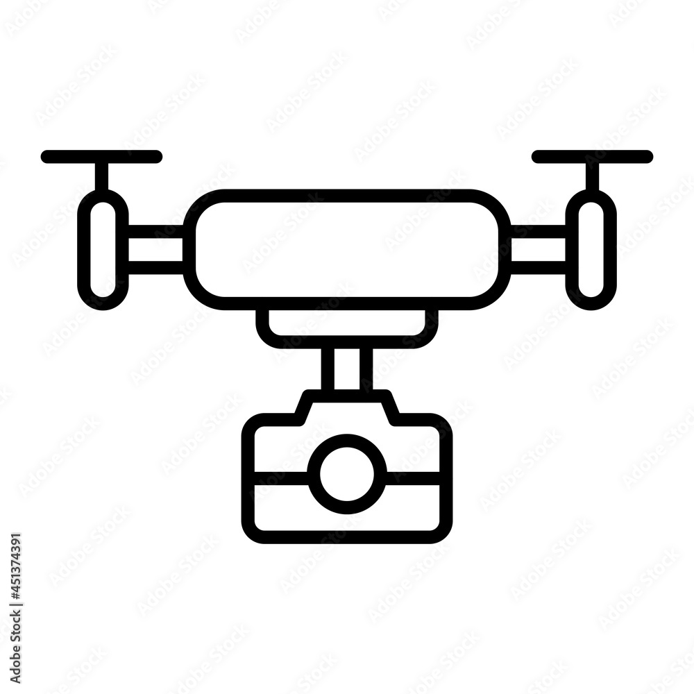 Drone Vector Outline Icon Isolated On White Background Drone Vector Outline Icon Isolated On White Background