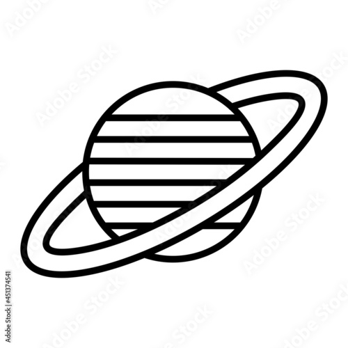 Saturn Vector Outline Icon Isolated On White Background