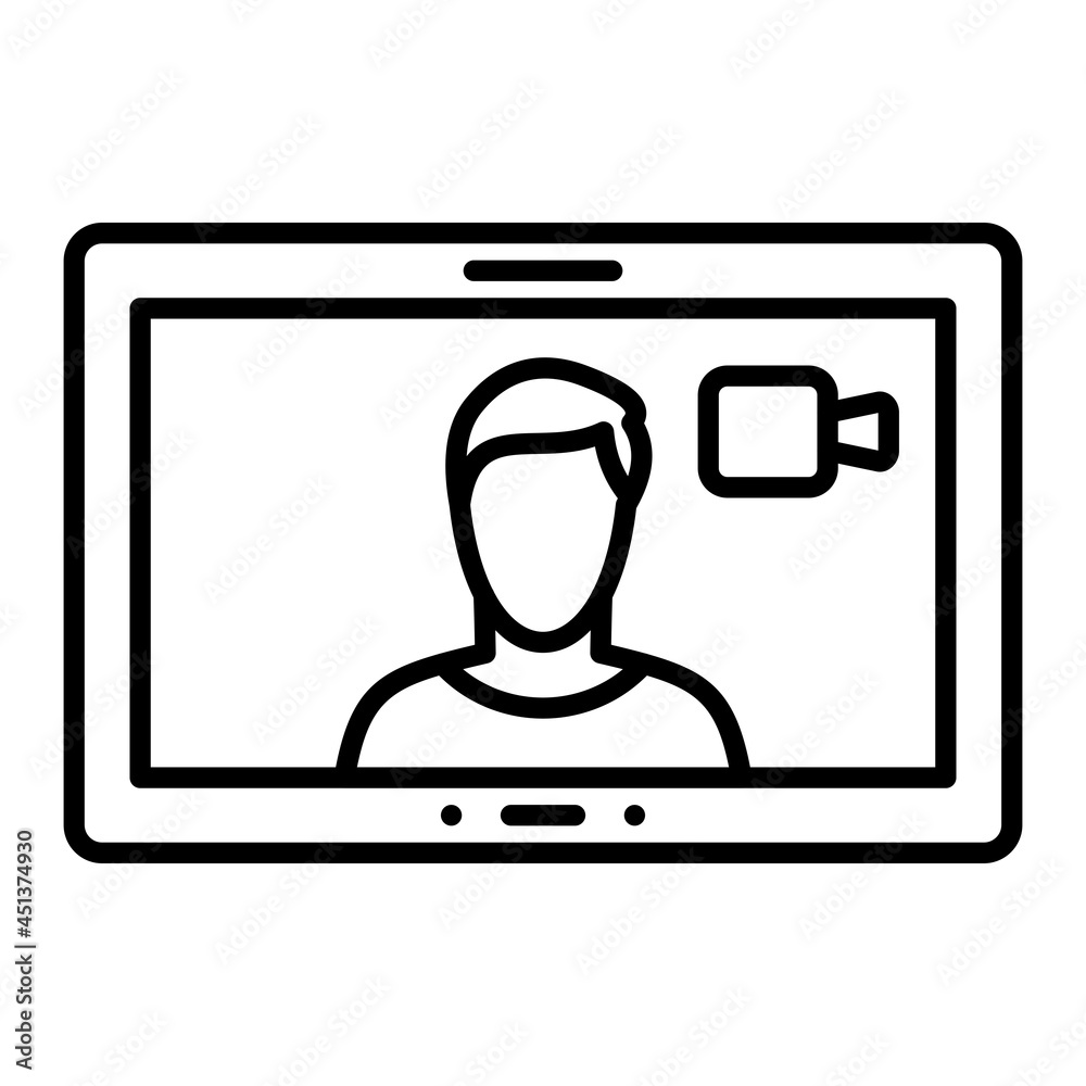 Video Call Vector Outline Icon Isolated On White Background Video Call Vector Outline Icon Isolated On White Background