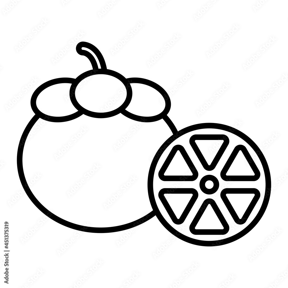 Mango Steen Vector Outline Icon Isolated On White Background